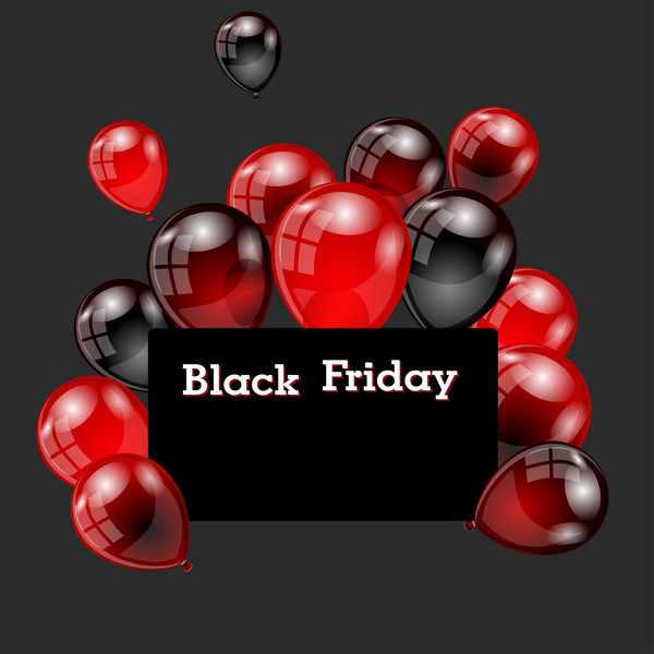 Red with black balloon and black friday background vector 04