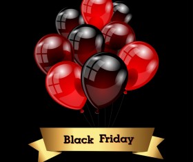 Red with black balloon and black friday background vector 05