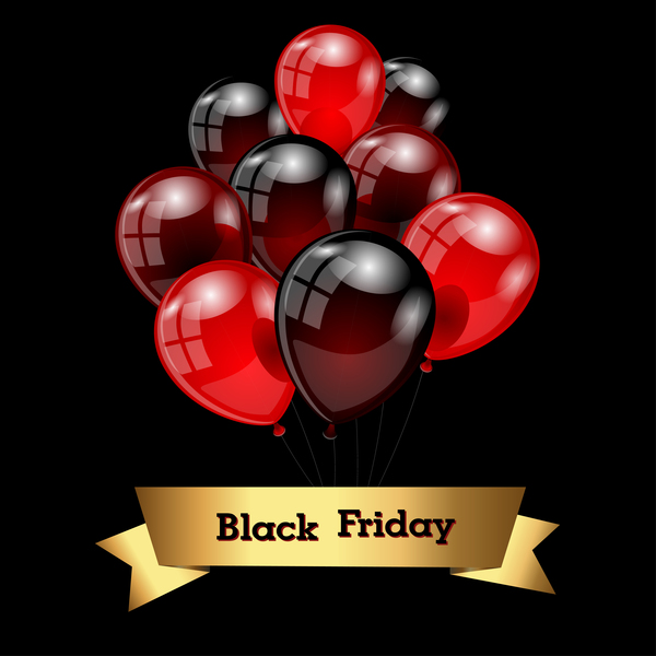 Red with black balloon and black friday background vector 05