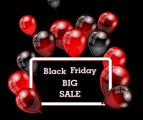 Red with black balloon and black friday background vector 06