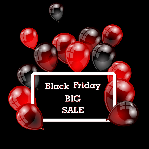 Red with black balloon and black friday background vector 06