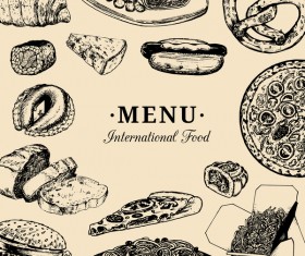 Retro International menu cover template vector