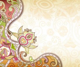 Retro decorative floral ornate vectors 02