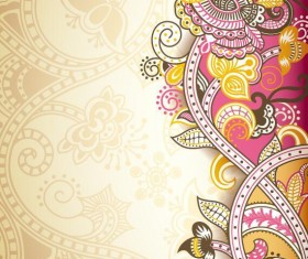 Retro decorative floral ornate vectors 04