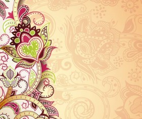 Retro decorative floral ornate vectors 06