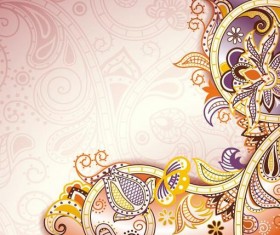 Retro decorative floral ornate vectors 07