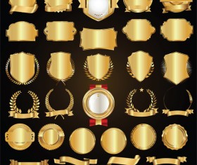 Retro golden ribbons and labels vector set 01
