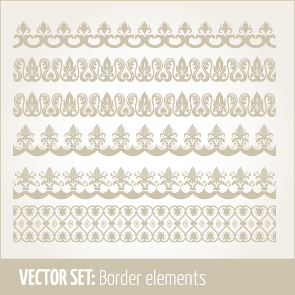 Retro seamless borders decor vector set 02