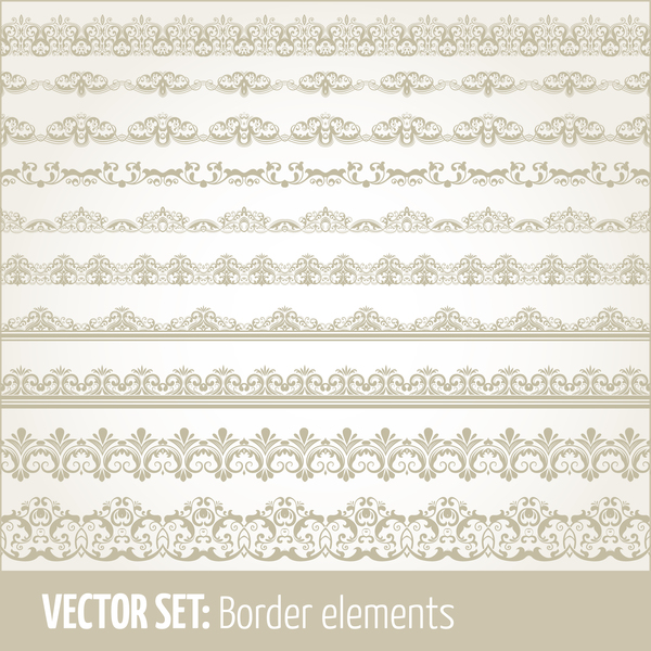 Retro seamless borders decor vector set 03