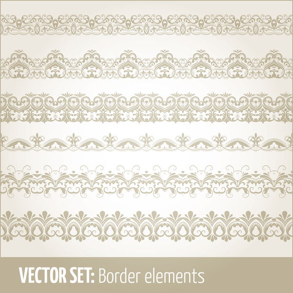 Retro seamless borders decor vector set 05