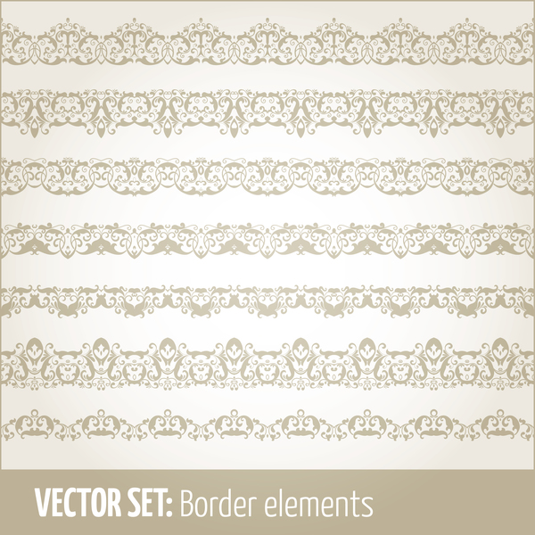 Retro seamless borders decor vector set 07