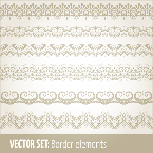 Retro seamless borders decor vector set 08