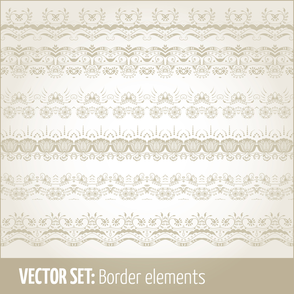 Retro seamless borders decor vector set 09