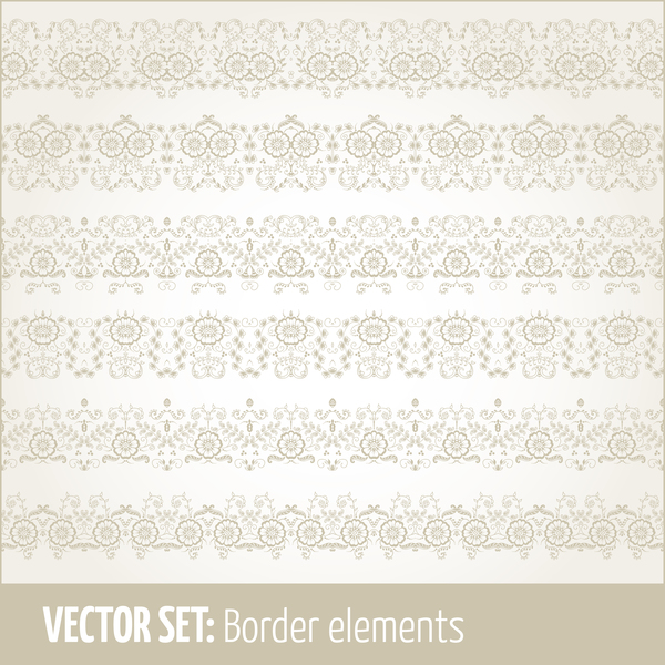 Retro seamless borders decor vector set 10