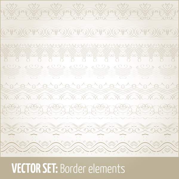 Retro seamless borders decor vector set 11