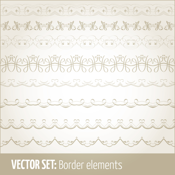 Retro seamless borders decor vector set 12