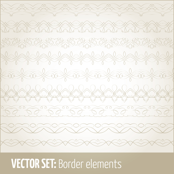 Retro seamless borders decor vector set 13