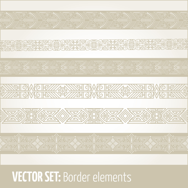 Retro seamless borders decor vector set 14