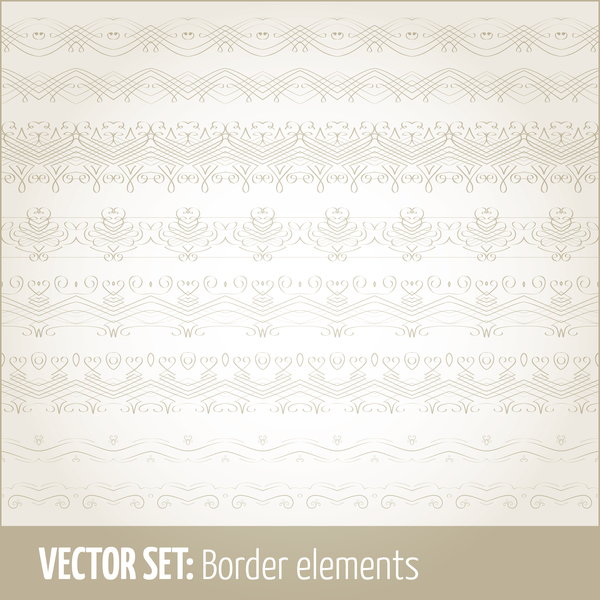 Retro seamless borders decor vector set 15