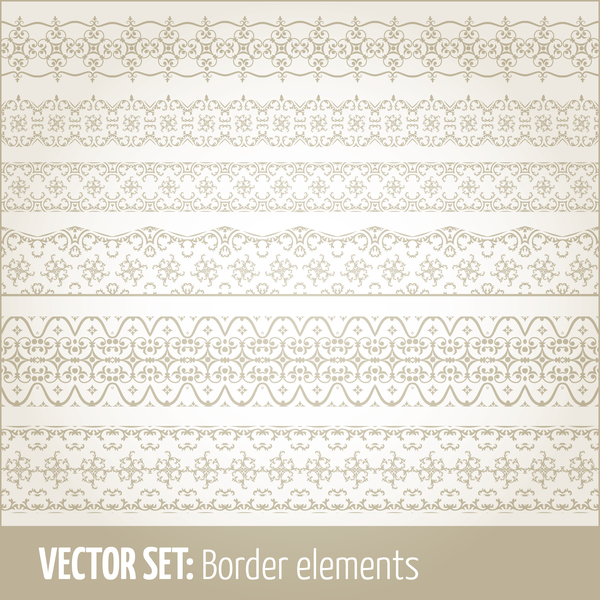 Retro seamless borders decor vector set 16
