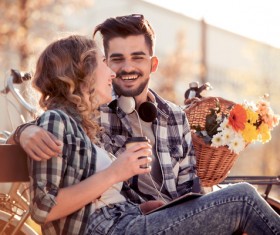 Romantic couple playing outdoors Stock Photo 03