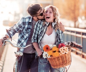 Romantic couple playing outdoors Stock Photo 04