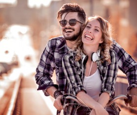 Romantic couple playing outdoors Stock Photo 06