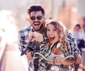Romantic couple playing outdoors Stock Photo 08