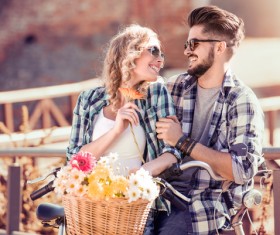 Romantic couple playing outdoors Stock Photo 09