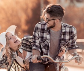 Romantic couple playing outdoors Stock Photo 11