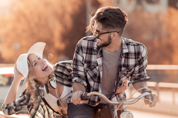 Romantic couple playing outdoors Stock Photo 11