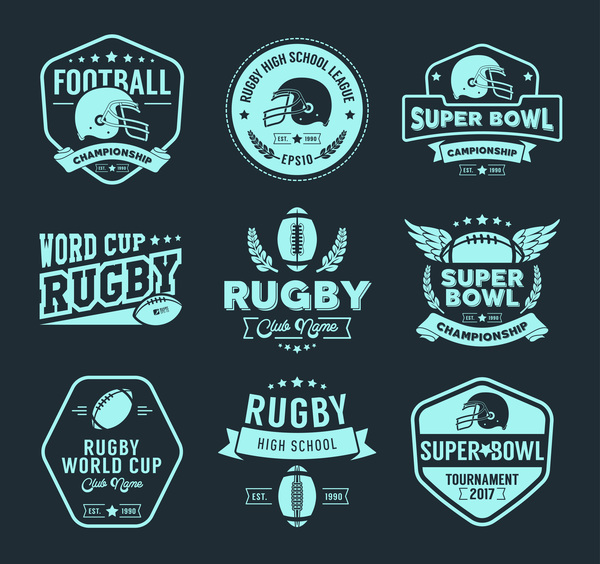 Rugby labels vector