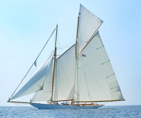 Sailboat flying the American flag Stock Photo 02