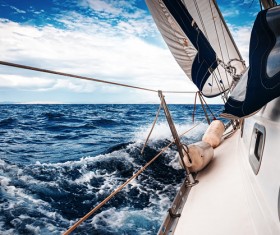 Sailboat left close-up Stock Photo 01