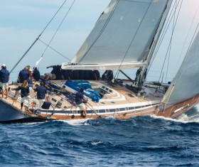 Sailboat sailing at sea Stock Photo