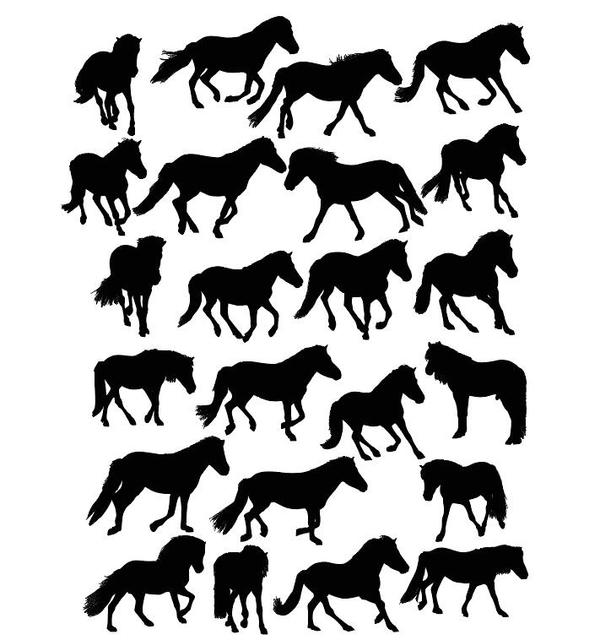Set of horse silhouette vector material 01
