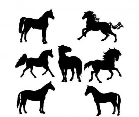 Set of horse silhouette vector material 02