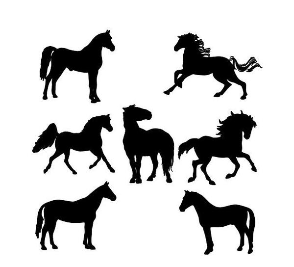 Set of horse silhouette vector material 02