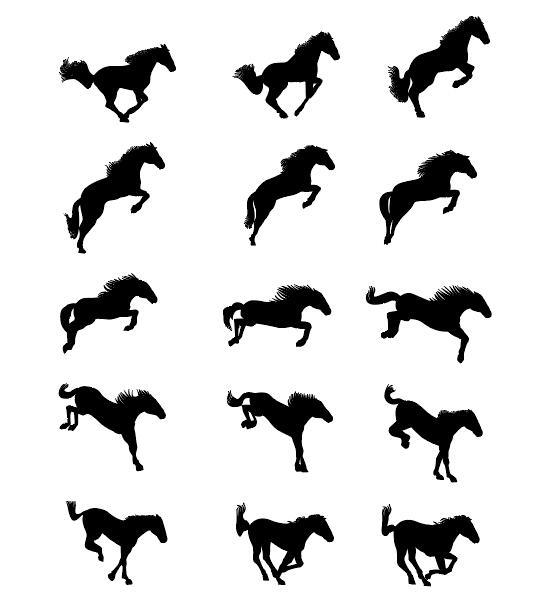 Set of horse silhouette vector material 03