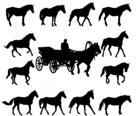 Set of horse silhouette vector material 04