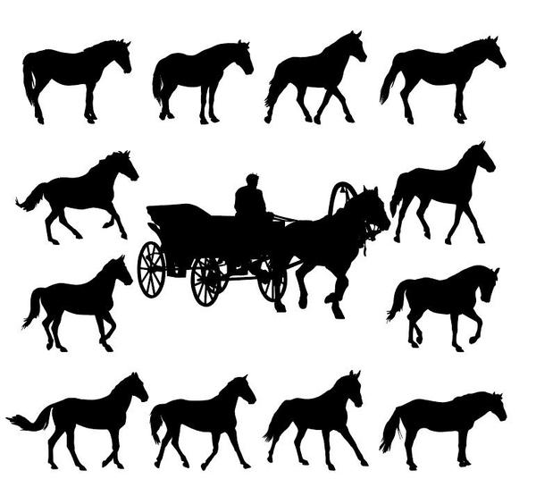 Set of horse silhouette vector material 04