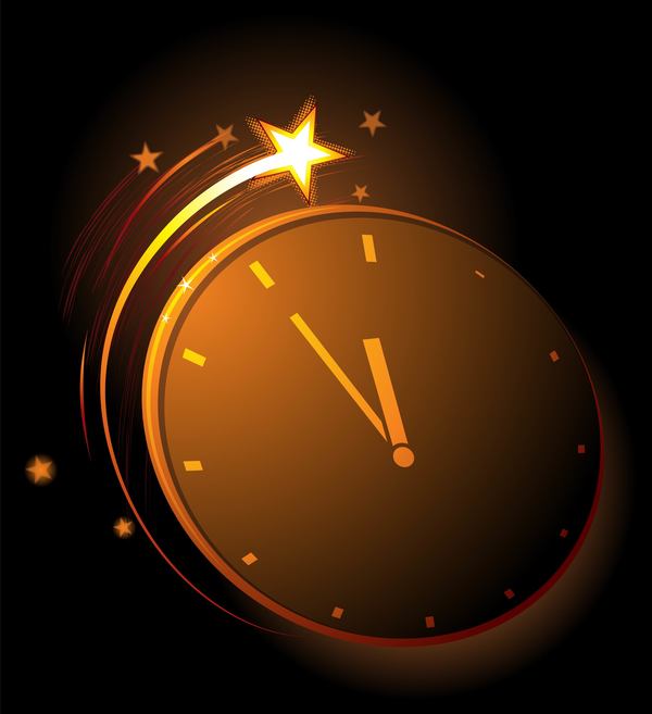 Shining stars with clock vector background