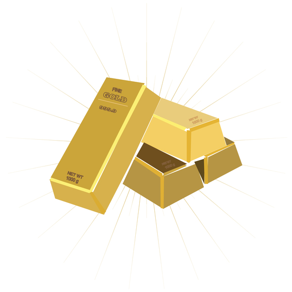 Shiny gold bar vector illustration 07