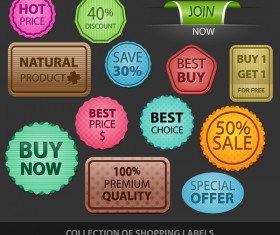 Shopping labels with badge vector material