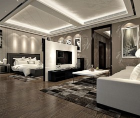 Simple and stylish bedroom Stock Photo 02