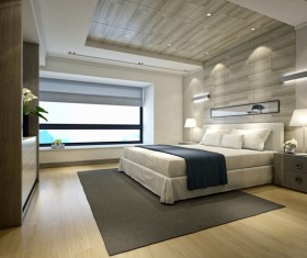Simple and stylish bedroom Stock Photo 04