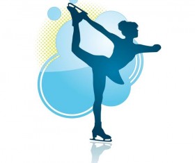 Skating girl silhouette vector material