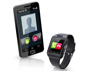 Smart mobile phone with watch vector