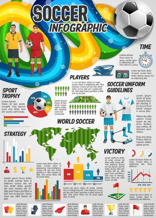 Soccer infographic template vector material 04
