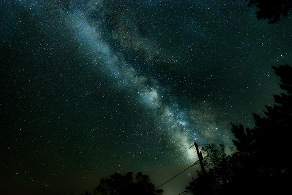 Sparkling bright starry sky at midnight Stock Photo